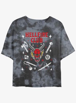 Stranger Things Textbook Hellfire Club Tie-Dye Womens Crop T-Shirt