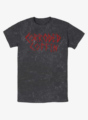 Stranger Things Eddie Munson Corroded Coffin Mineral Wash T-Shirt