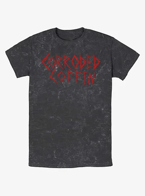 Stranger Things Eddie Munson Corroded Coffin Mineral Wash T-Shirt