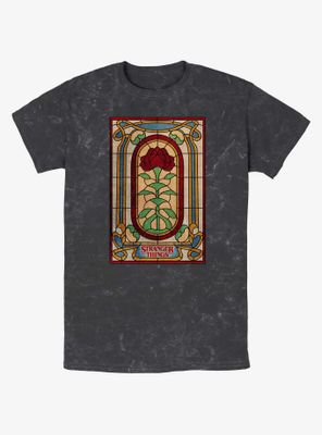 Stranger Things Stained Glass Rose Mineral Wash T-Shirt