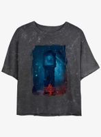 Stranger Things Clock Poster Mineral Wash Womens Crop T-Shirt