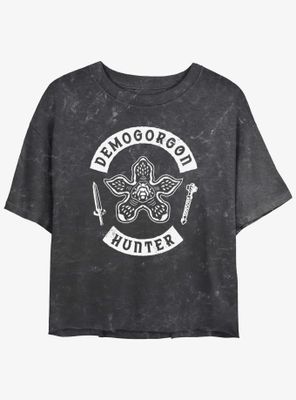 Stranger Things Demogorgon Head Hunter Mineral Wash Womens Crop T-Shirt