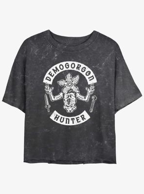 Stranger Things Demogorgon Hunter Mineral Wash Womens Crop T-Shirt