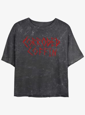 Stranger Things Eddie Munson Corroded Coffin Mineral Wash Womens Crop T-Shirt