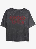 Stranger Things Eddie Munson Corroded Coffin Mineral Wash Womens Crop T-Shirt