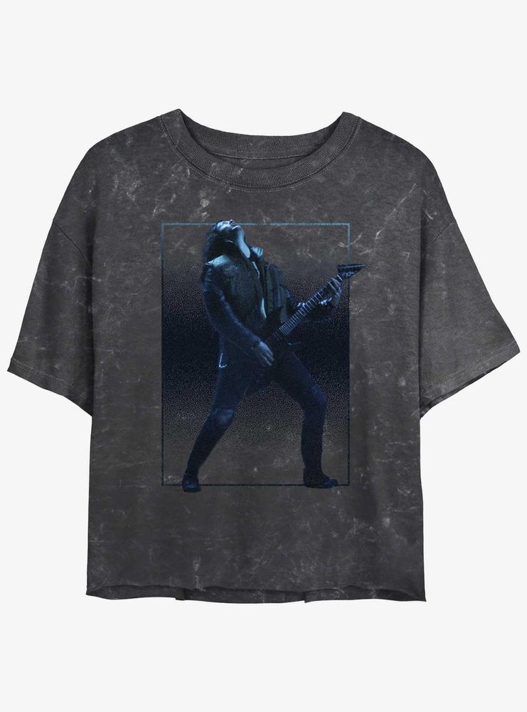 Stranger Things Eddie Munson Guitar Solo Mineral Wash Womens Crop T-Shirt