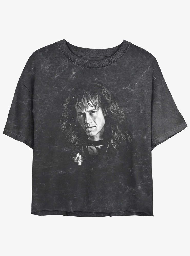 Stranger Things Eddie Munson Portrait  Mineral Wash Womens Crop T-Shirt