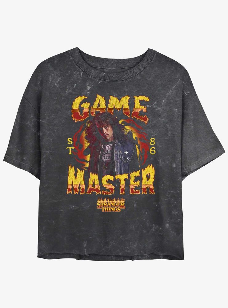 Stranger Things Game Master Eddie Munson Mineral Wash Womens Crop T-Shirt