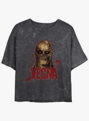 Stranger Things Gritty Vecna Mineral Wash Womens Crop T-Shirt