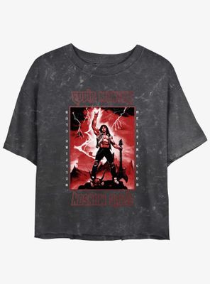 Stranger Things Power Of Eddie MunsonMineral Wash Womens Crop T-Shirt