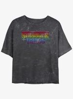 Stranger Things Rainbow Logo Mineral Wash Womens Crop T-Shirt