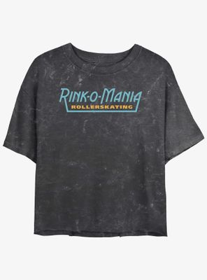 Stranger Things Rink-O-Mania Logo Mineral Wash Womens Crop T-Shirt