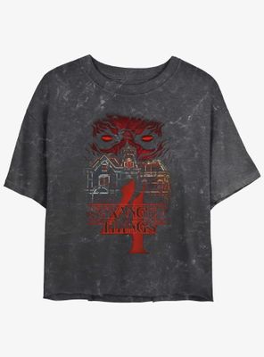 Stranger Things Vecna House Mineral Wash Womens Crop T-Shirt