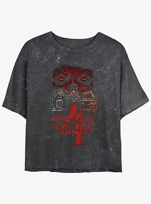 Stranger Things Vecna House Mineral Wash Womens Crop T-Shirt