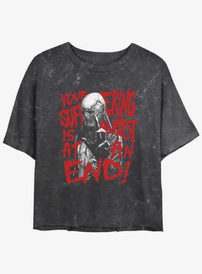 Stranger Things Vecna Suffering At An End Mineral Wash Womens Crop T-Shirt