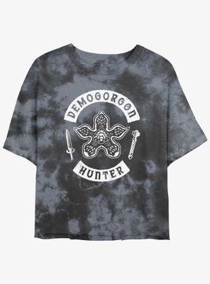 Stranger Things Demogorgon Head Hunter Tie-Dye Womens Crop T-Shirt