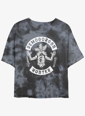 Stranger Things Demogorgon Hunter Tie-Dye Womens Crop T-Shirt