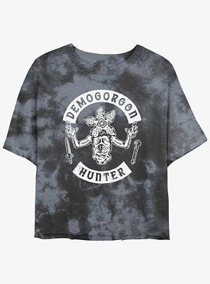 Stranger Things Demogorgon Hunter Tie-Dye Womens Crop T-Shirt