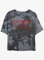 Stranger Things Eddie Munson Corroded Coffin Tie-Dye Womens Crop T-Shirt