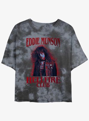 Stranger Things Eddie Munson Hellfire Club Portrait Tie-Dye Womens Crop T-Shirt