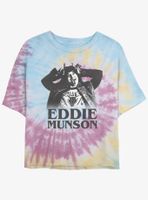 Stranger Things Eddie Munson Horns Tie-Dye Womens Crop T-Shirt