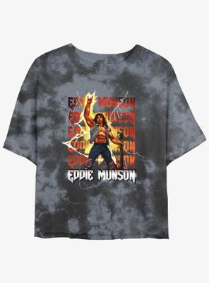 Stranger Things Eddue Munson Stack Tie-Dye Womens Crop T-Shirt