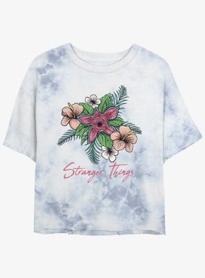 Stranger Things Floral Tie-Dye Womens Crop T-Shirt