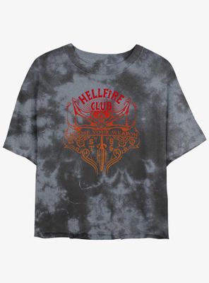 Stranger Things Hellfire Club Weapon Tie-Dye Womens Crop T-Shirt