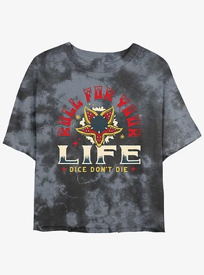 Stranger Things Roll For Your Life Tie-Dye Womens Crop T-Shirt