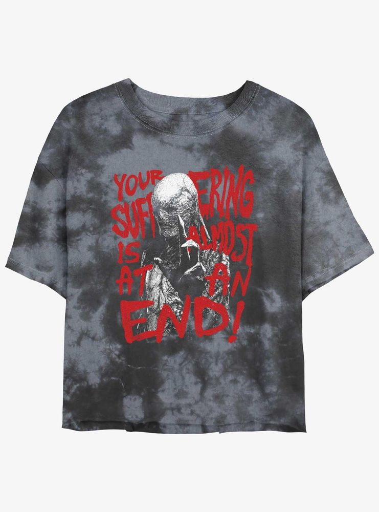 Stranger Things Vecna Suffering At An End Tie-Dye Womens Crop T-Shirt