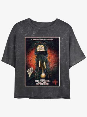 Stranger Things X Butcher Billy The Monster And Superhero Mineral Wash Womens Crop T-Shirt
