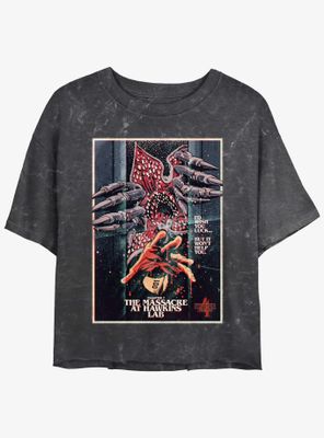 Stranger Things X Butcher Billy The Massacre At Hawkins Lab Mineral Wash Womens Crop T-Shirt
