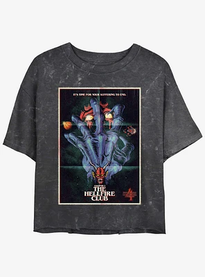 Stranger Things X Butcher Billy The Hellfire Club Mineral Wash Womens Crop T-Shirt