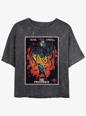 Stranger Things X Butcher Billy The Piggyback Mineral Wash Womens Crop T-Shirt