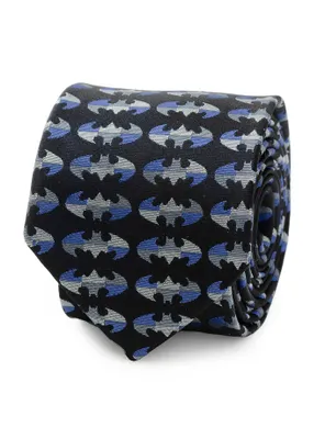 DC Comics Batman Blue Blocked Black Men's Tie
