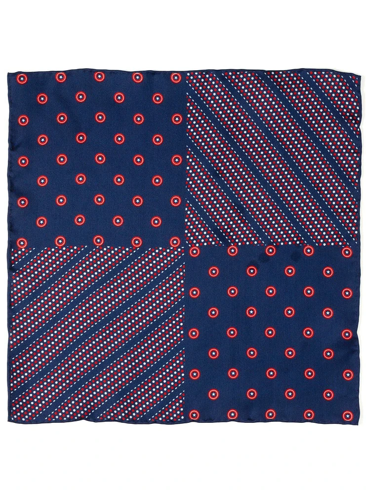 Marvel Captain America Shield Navy Pocket Square