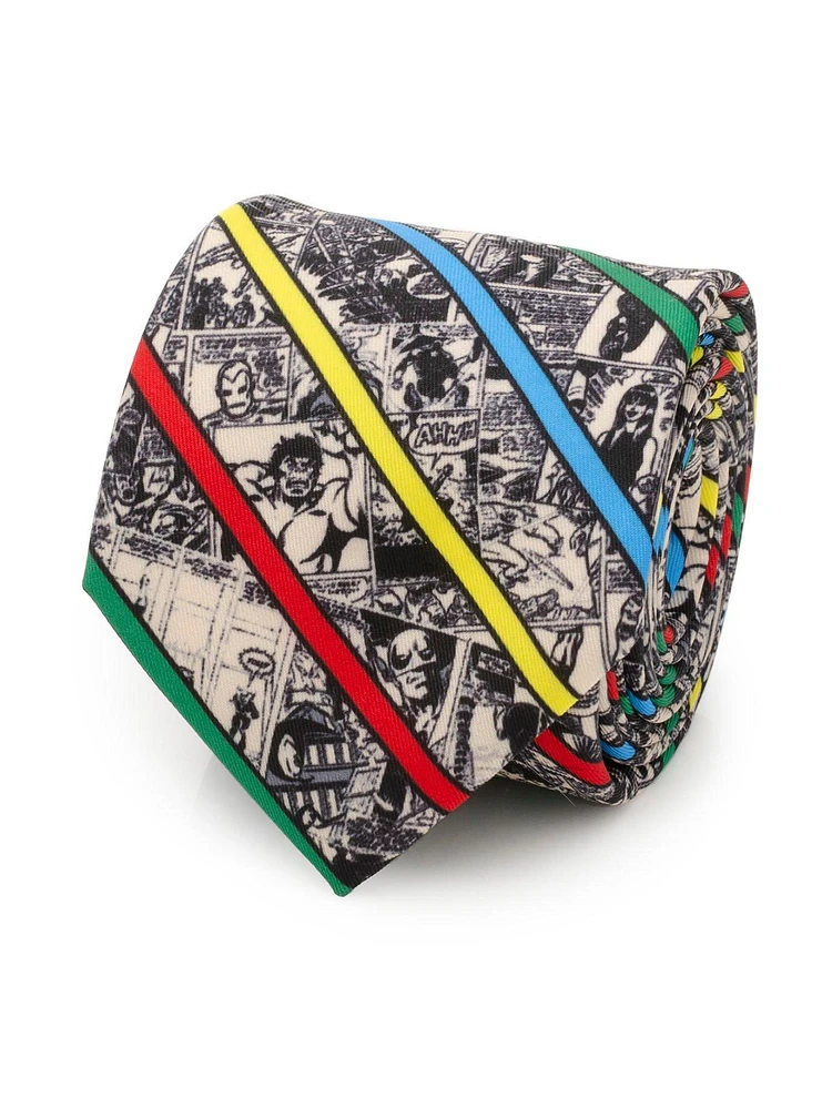 Marvel Avengers Comic Stripe Tan Men's Tie