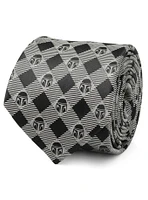 Star Wars The Mandalorian Plaid Black Gray Men's Tie