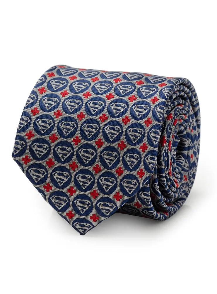 DC Comics Superman Shield Motif Gray Men's Tie