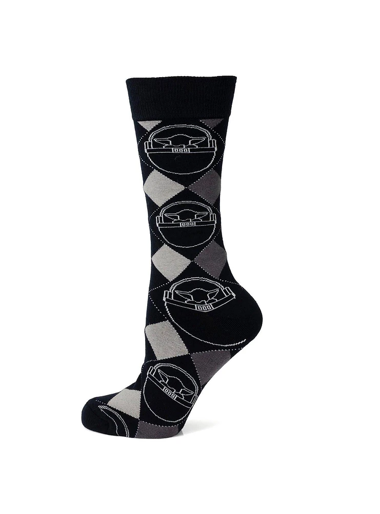 Star Wars The Mandalorian The Child Argyle Charcoal Men's Sock