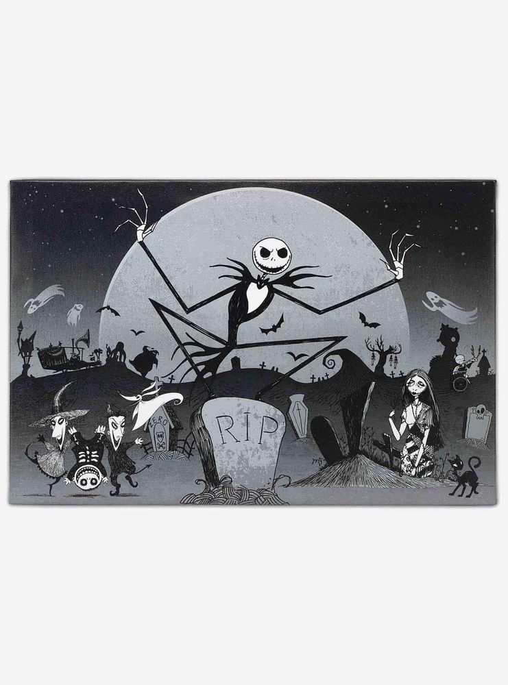 Disney The Nightmare Before Christmas Graveyard Group Black & White Canvas Wall Art Decor