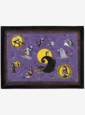 Disney The Nightmare Before Christmas Halloween Town Map Framed Canvas Wall Decor