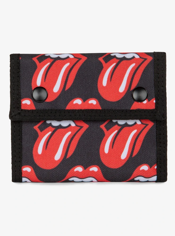 Bugatti Rolling Stones Trifold Wallet with Double Snap Closure Red and Black