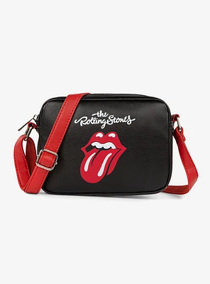 Bugatti Rolling Stones Vegan Leather Crossbody Bag Black with Red Strap