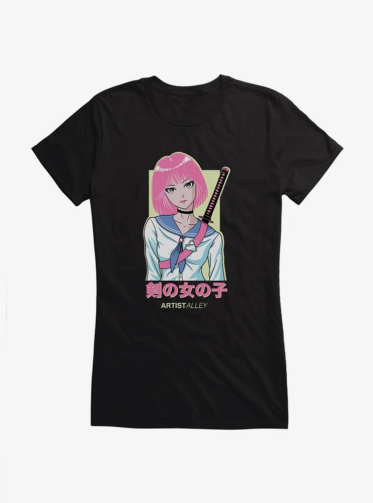 Artist Alley Anime Girl Sword Girls T-Shirt