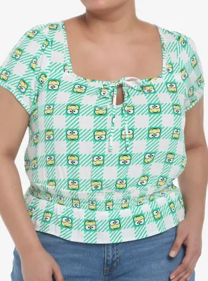 Keroppi Gingham Peplum Girls Woven Top Plus