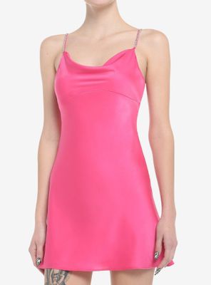 Hot Pink Cowlneck Mini Dress