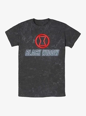 Marvel Black Widow Neon Logo Mineral Wash T-Shirt