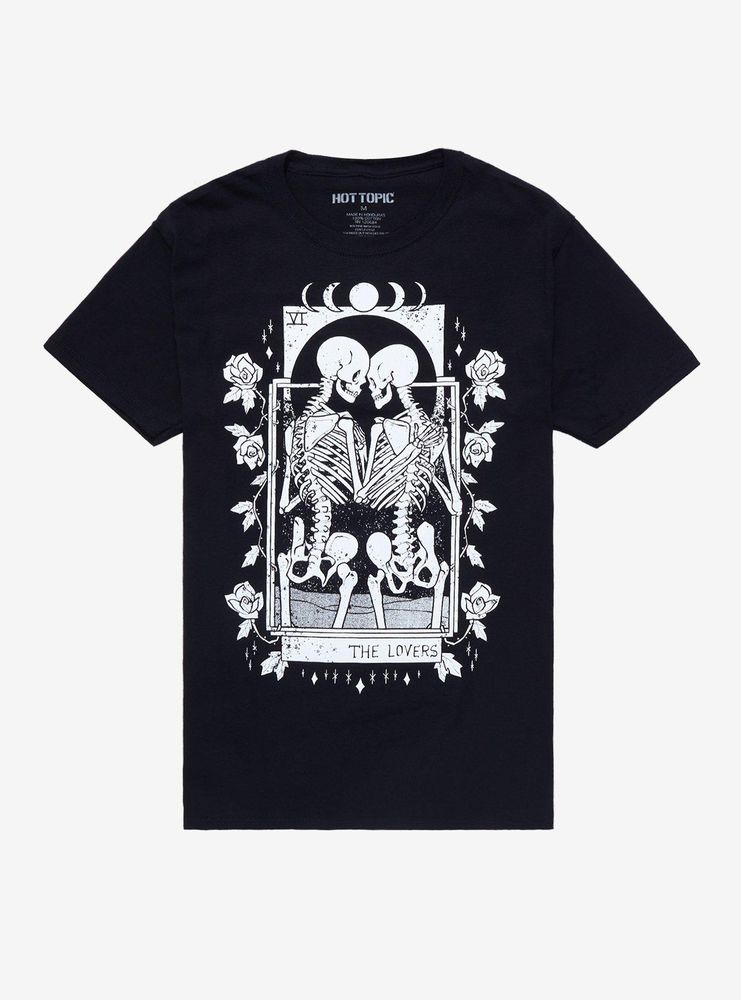 Skeleton Lovers Tarot Card Boyfriend Fit Girls T-Shirt