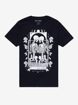Skeleton Lovers Tarot Card Boyfriend Fit Girls T-Shirt